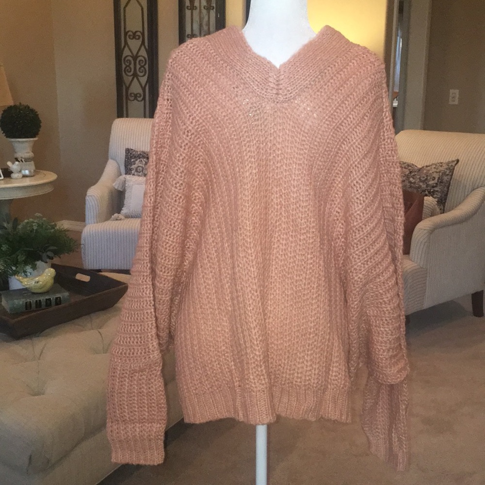 Chunky Knit Oversized Peach Sweater Cardigan β€οΈ - Picture 12 of 15